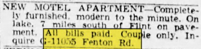 Undetermined Fenton Motel - Jan 30 1954 Article (newer photo)